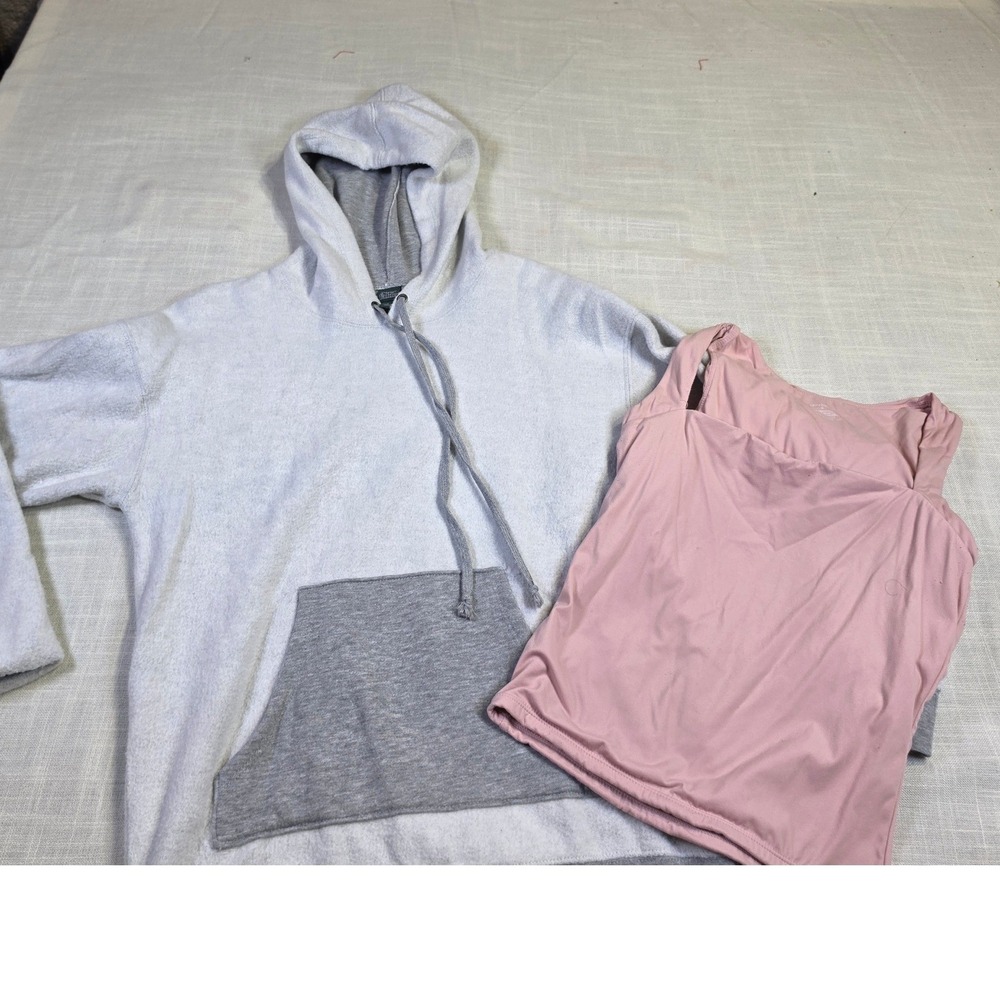 Wild Fable Gray Hoodie and Qinsen Pink Tank Top Bundle Small 2 Piece Set - Picture 1 of 8